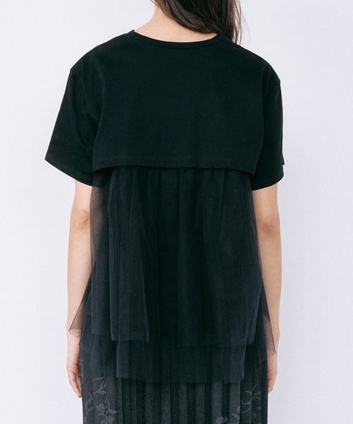 LE CIEL BLEU(ルシェルブルー)の「チュールパネルAラインTシャツ / Tulle Panel A-Line T-Shirt(Tシャツ/カットソー・レディース・ブラック/オフホワイト・36)」の19枚目の写真