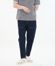 CUSTOMUS（カスタムアース）の「男性 夏 配色ステッチ ストレートフィット Eバンディング デニムパンツ CXS26MWPT314 NAV（その他パンツ）」