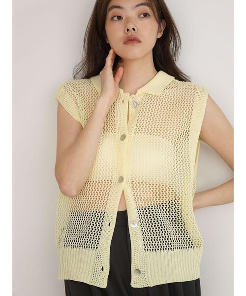 FIKA.(フィーカ)の「2way collared mesh knit top(ニット/セーター・レディース・アイボリー/ブラック/ダークブラウン・MEDIUM)」の7枚目の写真