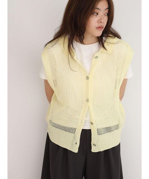 FIKA.(フィーカ)の「2way collared mesh knit top(ニット/セーター・レディース・アイボリー/ブラック/ダークブラウン・MEDIUM)」の15枚目の写真