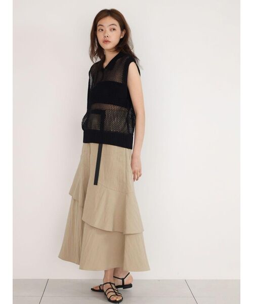FIKA.(フィーカ)の「2way collared mesh knit top(ニット/セーター・レディース・アイボリー/ブラック/ダークブラウン・MEDIUM)」の21枚目の写真