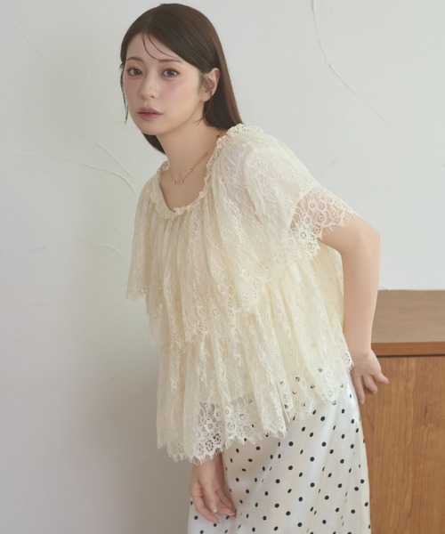 Ambre Neige(アンブルネージュ)の「lace tiered blouse / レースティアードブラウス(シャツ/ブラウス・レディース・オフホワイト/アイボリー・FREE)」の20枚目の写真