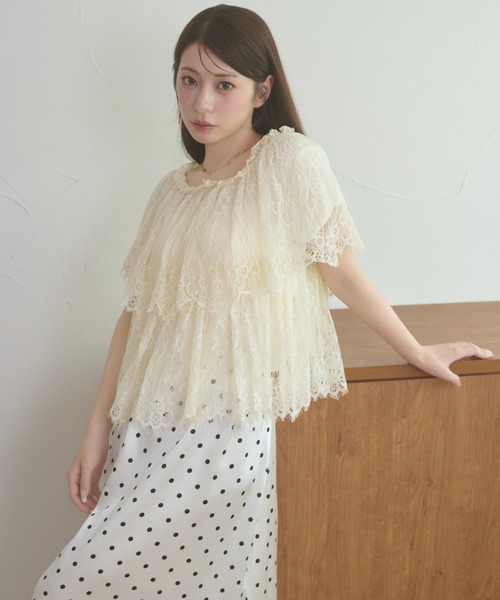 Ambre Neige(アンブルネージュ)の「lace tiered blouse / レースティアードブラウス(シャツ/ブラウス・レディース・オフホワイト/アイボリー・FREE)」の21枚目の写真
