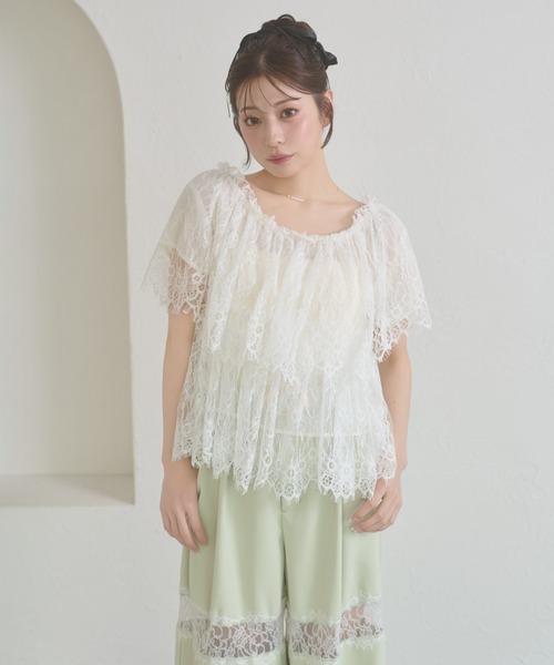 Ambre Neige(アンブルネージュ)の「lace tiered blouse / レースティアードブラウス(シャツ/ブラウス・レディース・オフホワイト/アイボリー・FREE)」の5枚目の写真