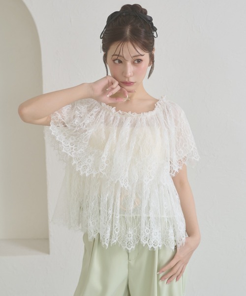 Ambre Neige(アンブルネージュ)の「lace tiered blouse / レースティアードブラウス(シャツ/ブラウス・レディース・オフホワイト/アイボリー・FREE)」の6枚目の写真