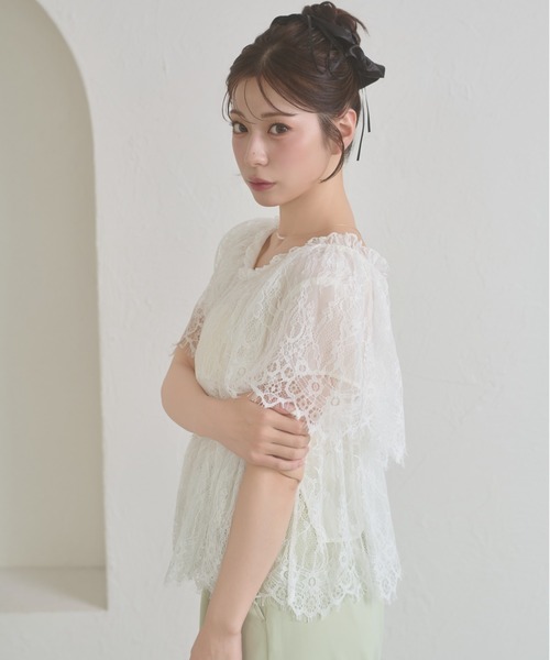 Ambre Neige(アンブルネージュ)の「lace tiered blouse / レースティアードブラウス(シャツ/ブラウス・レディース・オフホワイト/アイボリー・FREE)」の9枚目の写真