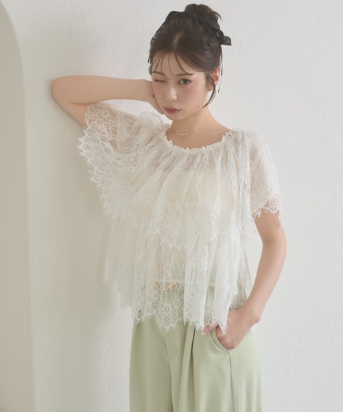 Ambre Neige(アンブルネージュ)の「lace tiered blouse / レースティアードブラウス(シャツ/ブラウス・レディース・オフホワイト/アイボリー・FREE)」の10枚目の写真