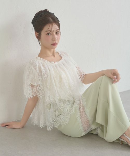 Ambre Neige(アンブルネージュ)の「lace tiered blouse / レースティアードブラウス(シャツ/ブラウス・レディース・オフホワイト/アイボリー・FREE)」の3枚目の写真