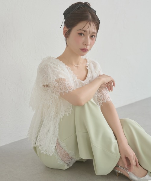 Ambre Neige(アンブルネージュ)の「lace tiered blouse / レースティアードブラウス(シャツ/ブラウス・レディース・オフホワイト/アイボリー・FREE)」の4枚目の写真