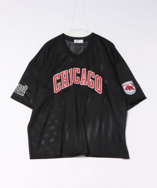 a.p.o.v.(エーピーオービー)の「a.p.o.v. CHICAGO刺繍バスケットボールスタイルワッペンオーバーサイズメッシュゲームシャツ(Tシャツ/カットソー・メンズ・ブラック/ホワイト/レッド・ONESIZE)」の13枚目の写真