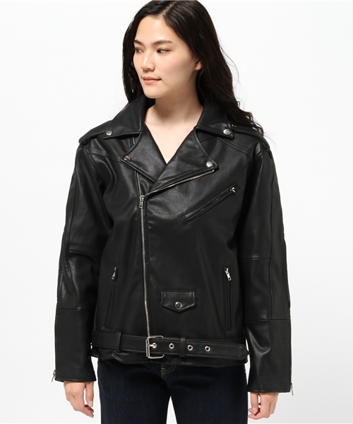 OUTLET(アウトレット)の「【IKUMI】FAKELEATHERJACKET(その他アウター・レディース・ブラック・FREE)」の2枚目の写真