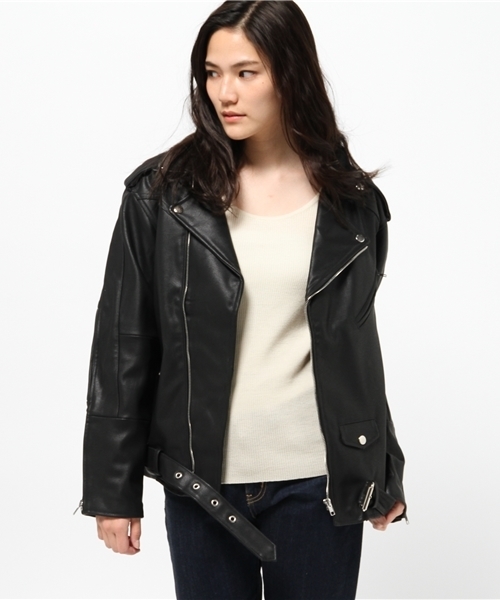 OUTLET(アウトレット)の「【IKUMI】FAKELEATHERJACKET(その他アウター・レディース・ブラック・FREE)」の5枚目の写真