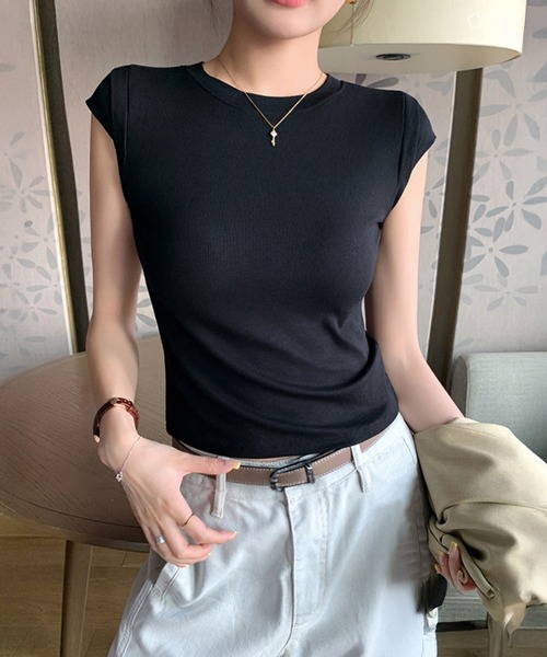 by LEGNA(バイレグナ)の「大人リブフレンチスリーブトップス(Tシャツ/カットソー・レディース・ブラック/グレー・LARGE/SMALL/MEDIUM)」の16枚目の写真