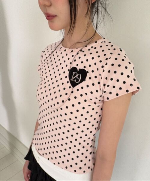 ILLIGO（イリゴ）の「129ドットフィッテッドTシャツピンクドット（Tシャツ/カットソー・レディース・その他・OS）」の6枚目の写真