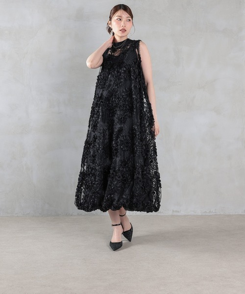 Kana(カナ)の「デイジーフラワードットAラインワンピースドレス パーティー ドレス 結婚式 お呼ばれ オケージョンドレス(ドレス・レディース・アイボリー/ブラック・M)」の6枚目の写真