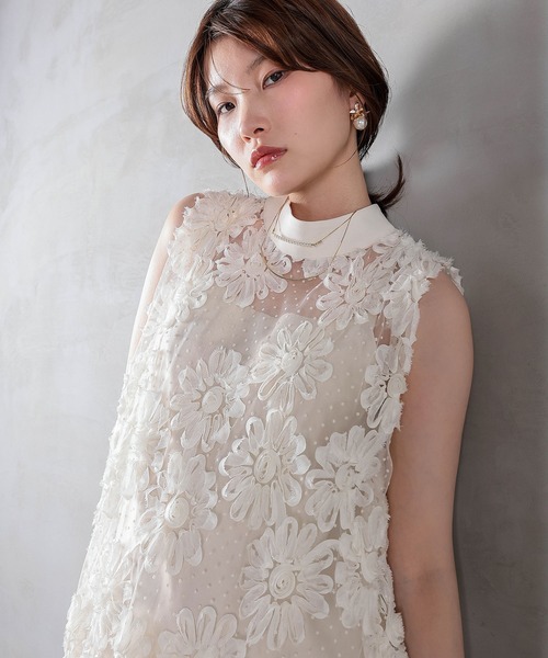 Kana(カナ)の「デイジーフラワードットAラインワンピースドレス パーティー ドレス 結婚式 お呼ばれ オケージョンドレス(ドレス・レディース・アイボリー/ブラック・M)」の4枚目の写真