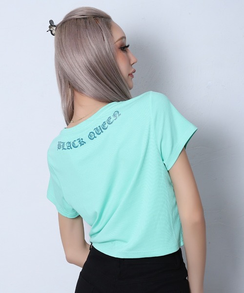 BLACKQUEEN(ブラッククイーン)の「【BLACKQUEEN】ハイビスカスちびTシャツ(Tシャツ/カットソー・レディース・ホワイト/ミント/ブラック・M)」の15枚目の写真