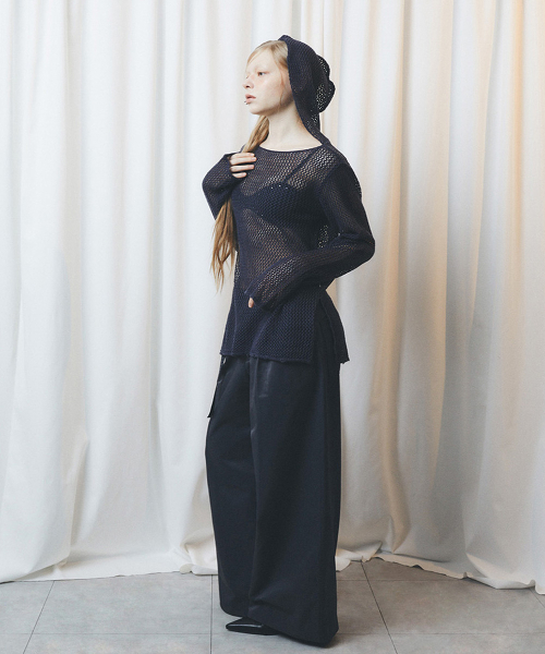 HALF DEVIL US（ハーフデビルアス）の「ベルト付きワイドパンツ_ネイビー（その他パンツ・レディース・その他・SMALL/MEDIUM）」の2枚目の写真