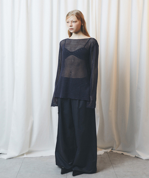 HALF DEVIL US（ハーフデビルアス）の「ベルト付きワイドパンツ_ネイビー（その他パンツ・レディース・その他・SMALL/MEDIUM）」の3枚目の写真