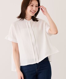 サイドスリットバンドカラーシャツ