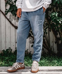 1minute 1second（ワンミニットワンセカンド）の「mp15187-heart patch knit denim easy pants ニットデニムイージーパンツ(1M26A160)（デニムパンツ）」
