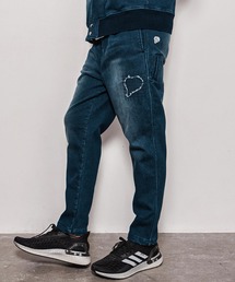 1minute 1second（ワンミニットワンセカンド）の「mp15187-heart patch knit denim easy pants ニットデニムイージーパンツ(1M26A160)（デニムパンツ）」