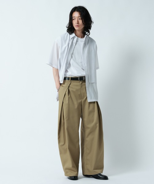RAGEBLUE(レイジブルー)の「SMART INTUCK WIDE CHINO SLACKS/スマートインタックワイドチノスラックス(スラックス・メンズ・ベージュ/ブラック・LARGE/MEDIUM)」の16枚目の写真