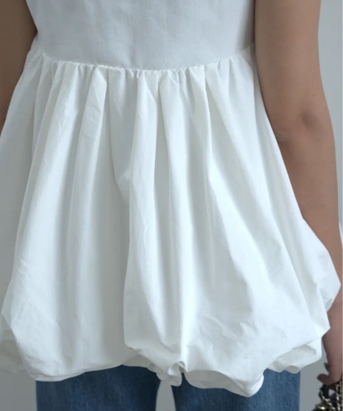 BIRTHDAY BASH(バースデイバッシュ)の「HEM BALLOON SLEEVELESS TOPS(Tシャツ/カットソー・レディース・ホワイト・MEDIUM/SMALL)」の3枚目の写真