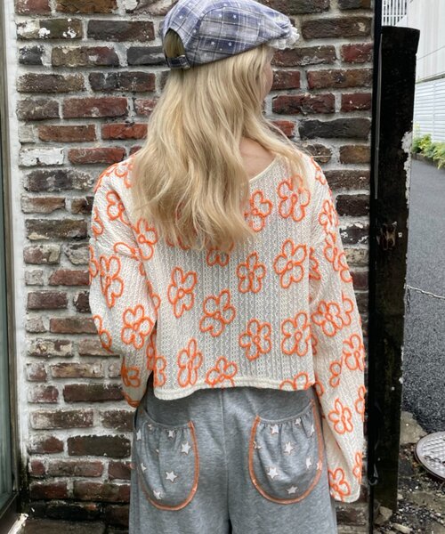HELLO.SANFRANCISCO（ハローサンフランシスコ）の「【HELLO.SANFRANCISCO】2WAYフラワーシアー刺繍ボレロ（カーディガン/ボレロ・レディース・ホワイト/ブラック/イエロー・ONE SIZE）」の8枚目の写真