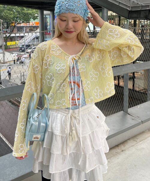 HELLO.SANFRANCISCO（ハローサンフランシスコ）の「【HELLO.SANFRANCISCO】2WAYフラワーシアー刺繍ボレロ（カーディガン/ボレロ・レディース・ホワイト/ブラック/イエロー・ONE SIZE）」の22枚目の写真