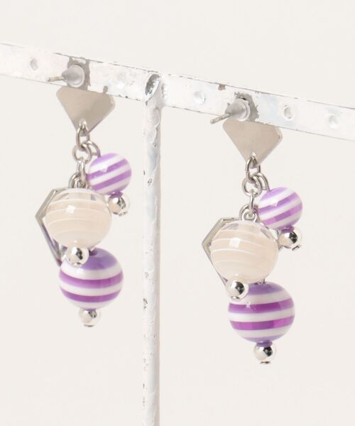 tone(トーン)の「【MUURABBTI】パープルボーダーとダイヤモチーフピアス(MA)(ピアス(両耳用)・レディース・パープル・FREE)」の3枚目の写真