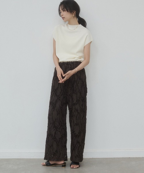 hunch（ハンチ）の「フレンチスリーブ ニットトップス（ニット/セーター・レディース・ターメリック/ワインレッド/ブラック/オフホワイト/グレイッシュベージュ・FREE）」の9枚目の写真
