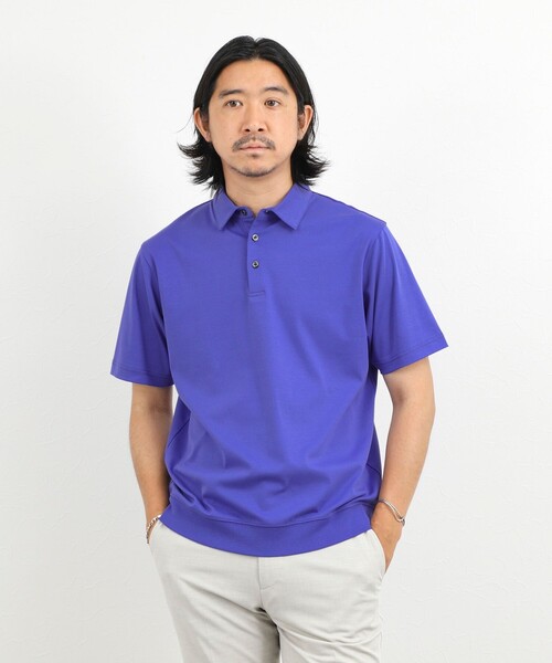 NOLLEY’S(ノーリーズ)の「《ビジカジ対応》ジャケットに合う 抗菌防臭 超長綿ハイゲージポンチ ドレスポロシャツ / ビズポロ(ポロシャツ・メンズ・ブルー系その他/ダークグリーン/ライトベージュ・XL/L/M/S/XXL)」の8枚目の写真