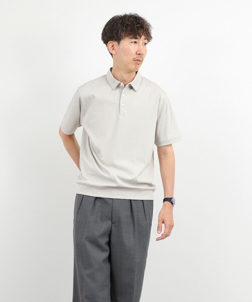 NOLLEY’S(ノーリーズ)の「《ビジカジ対応》ジャケットに合う 抗菌防臭 超長綿ハイゲージポンチ ドレスポロシャツ / ビズポロ(ポロシャツ・メンズ・ブルー系その他/ダークグリーン/ライトベージュ・XL/L/M/S/XXL)」の9枚目の写真