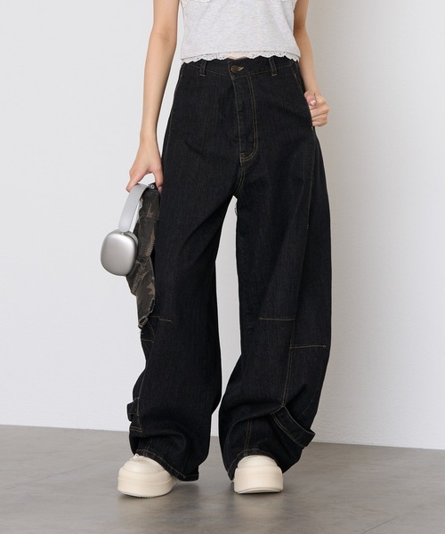 RAY CASSIN(レイカズン)の「【EC限定リバイバル】バレルデザインデニムパンツ(デニムパンツ・レディース・ネイビー/ブラック/ブルー系その他2・M/S)」の10枚目の写真