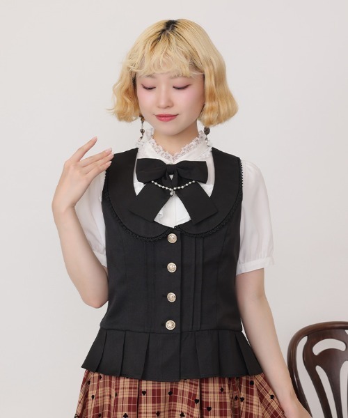 axes femme POETIQUE（アクシーズファムポエティック）の「イレヘムプリーツベスト（ベスト・レディース・サックスブルー/ブラック・MEDIUM）」の2枚目の写真