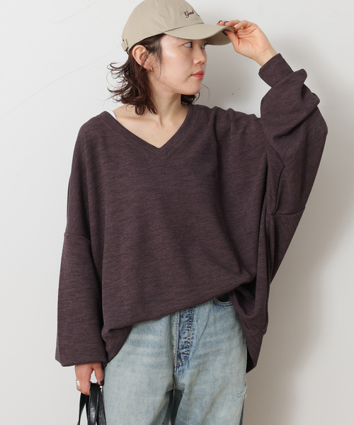 JOURNAL STANDARD LUXE（ジャーナルスタンダード　ラックス）の「ダブルフェイス Vネックプルオーバー（Tシャツ/カットソー・レディース・ブラウン/ブラック・FREE）」の2枚目の写真