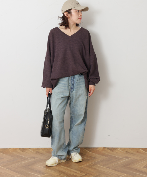JOURNAL STANDARD LUXE（ジャーナルスタンダード　ラックス）の「ダブルフェイス Vネックプルオーバー（Tシャツ/カットソー・レディース・ブラウン/ブラック・FREE）」の21枚目の写真