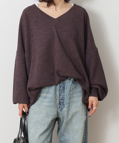 JOURNAL STANDARD LUXE（ジャーナルスタンダード　ラックス）の「ダブルフェイス Vネックプルオーバー（Tシャツ/カットソー・レディース・ブラウン/ブラック・FREE）」の22枚目の写真