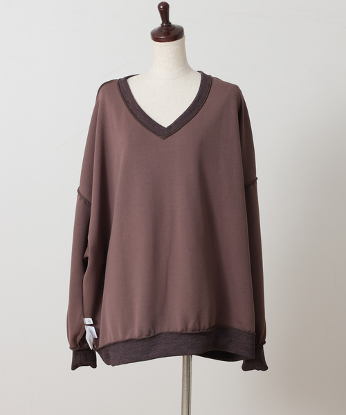 JOURNAL STANDARD LUXE（ジャーナルスタンダード　ラックス）の「ダブルフェイス Vネックプルオーバー（Tシャツ/カットソー・レディース・ブラウン/ブラック・FREE）」の11枚目の写真