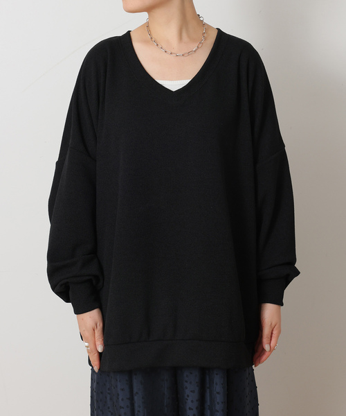 JOURNAL STANDARD LUXE（ジャーナルスタンダード　ラックス）の「ダブルフェイス Vネックプルオーバー（Tシャツ/カットソー・レディース・ブラウン/ブラック・FREE）」の13枚目の写真