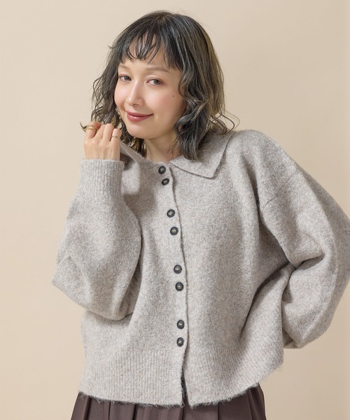 en CAnAF（エンカナフ）の「【羽織るだけでこなれ感】襟付きニットカーディガン（カーディガン/ボレロ・レディース・ベージュ/ブラウン/ブラック/グレー/アイボリー・M）」の5枚目の写真