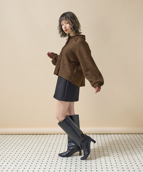 en CAnAF（エンカナフ）の「【羽織るだけでこなれ感】襟付きニットカーディガン（カーディガン/ボレロ・レディース・ベージュ/ブラウン/ブラック/グレー/アイボリー・M）」の9枚目の写真