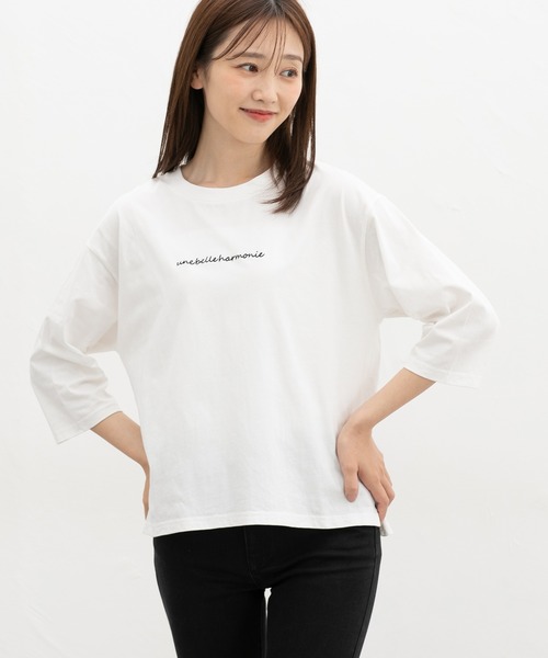 Honeys(ハニーズ)の「7分袖ロゴ刺繍Tシャツ(Tシャツ/カットソー・レディース・ピンク系その他2/マスタード/ブラウン/ブラック/オフホワイト・L/M)」の10枚目の写真