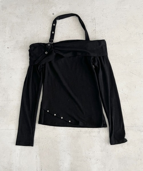 Bamm(バム)の「ベルトデザインオフショルトップス(Tシャツ/カットソー・レディース・レッド/ブラック/ホワイト/ブラウン・FREE)」の18枚目の写真