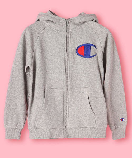 E hyphen world gallery（イーハイフンワールドギャラリー）の「【Junior】F Champion ミニ裏毛ジップパーカー（パーカー・キッズ・ネイビー/杢グレー/オフホワイト・150/140/160）」の2枚目の写真