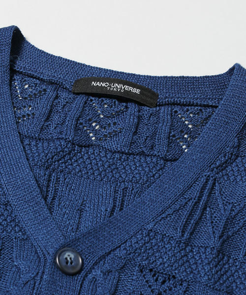 NANO universe（ナノユニバース）の「総柄インディゴVカーデ（カーディガン/ボレロ・メンズ・ブルー/ネイビー・MEDIUM/SMALL/LARGE）」の7枚目の写真