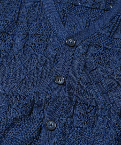 NANO universe（ナノユニバース）の「総柄インディゴVカーデ（カーディガン/ボレロ・メンズ・ブルー/ネイビー・MEDIUM/SMALL/LARGE）」の8枚目の写真