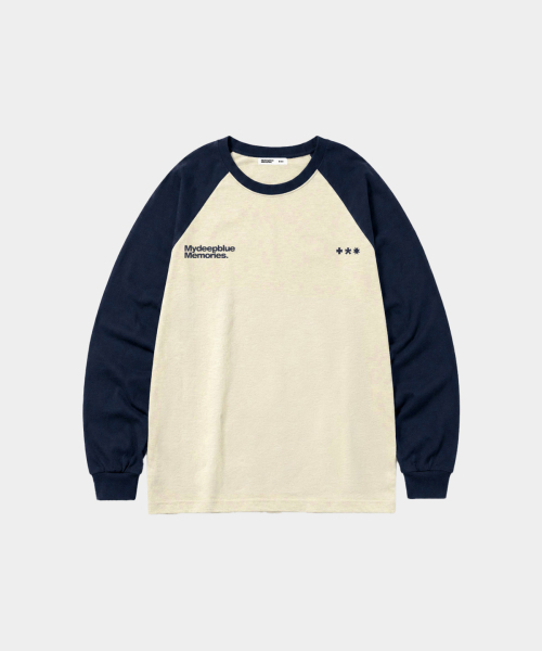 mydeepbluememories(マイディープブルーメモリーズ)の「Mm Symbol Logo Raglan Tee (YELLOW/NAVY)(Tシャツ/カットソー・レディース・イエロー×ブラック・WOMENS/MENS)」の2枚目の写真