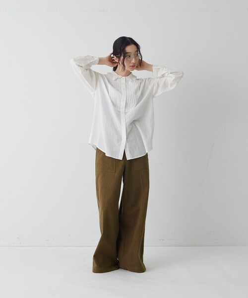 conges payes ADIEU TRISTESSE(コンジェ ペイエ アデュートリステス)の「コットンボイルギャザーカラーブラウス(シャツ/ブラウス・レディース・ブルー/ピンク/オフホワイト・38)」の5枚目の写真